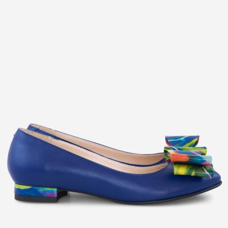 Balerini piele dama cu funda si toc colorat C28 - imagine 3