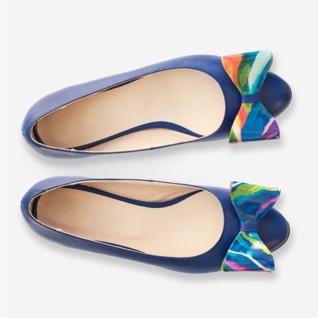 Balerini piele dama cu funda si toc colorat C28 - imagine 5