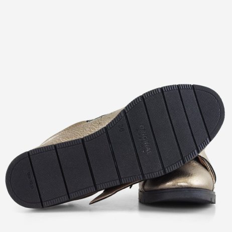 Pantofi mocasini dama Strapy metalizati - imagine 2