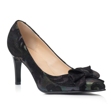 Pantofi stiletto dama de piele Carlita E12 cu fundita - imagine 2
