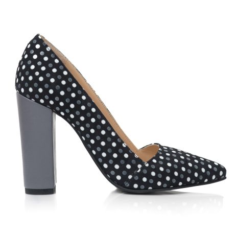 pantofi din piele pantofi toc gros pantofi cu buline