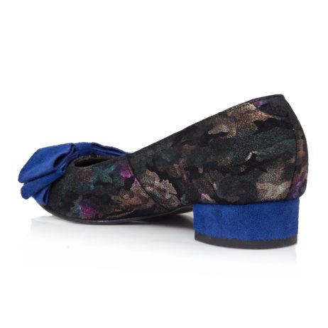 Balerini piele dama cu funda si toc Dream colours W1 blue - imagine 4