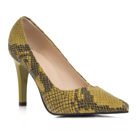 Pantofi stiletto dama de piele Snake g E5 - imagine 2