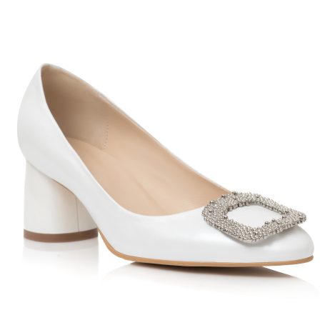 Pantofi dama de piele Diamond E11 alb - imagine 2