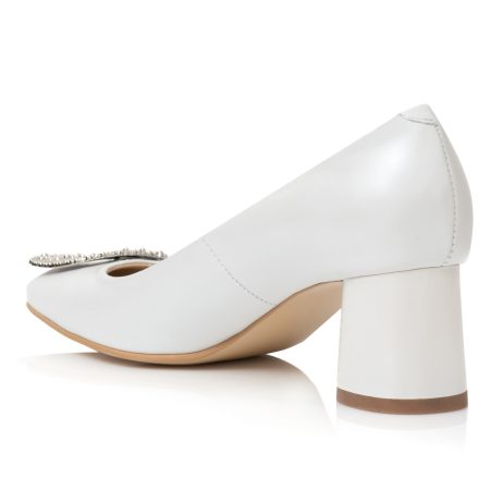 Pantofi dama de piele Diamond E11 alb - imagine 4