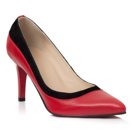 Pantofi stiletto dama de piele Ramy red - imagine 2