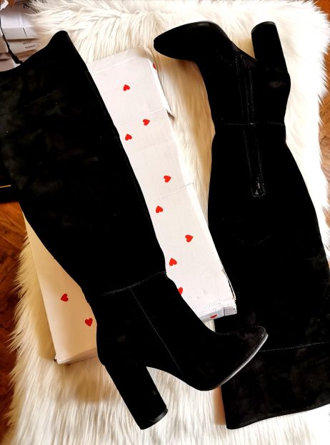 Cizme Elegante Peste Genunchi din Piele A3  piele intoarsa negra - orice culoare