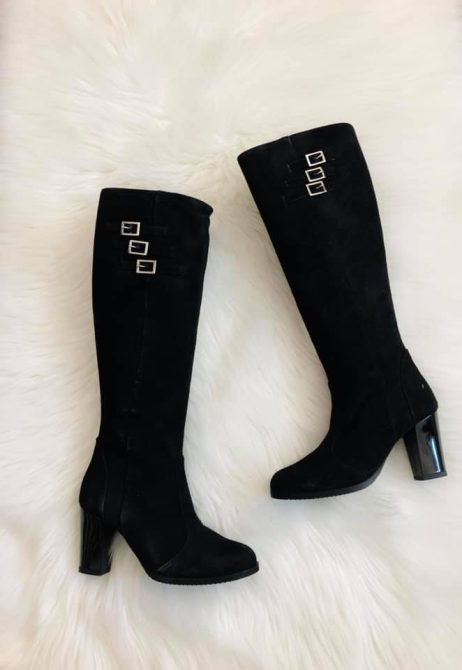 Cizme Piele NEGRU  Catarame Evelin T1 - pe stoc - imagine 6