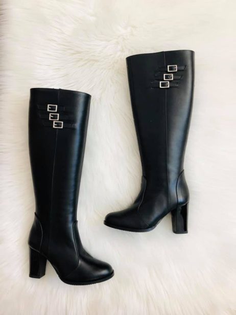 Cizme Piele NEGRU  Catarame Evelin T1 - pe stoc - imagine 5