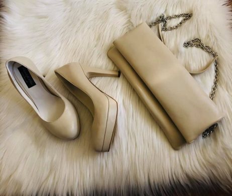Set Pantofi Varf Ascutit si Platou Helen A10 + Plic nude - pe stoc