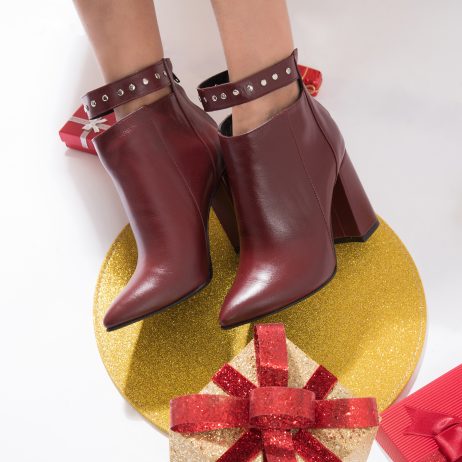 Botine Piele Bordo Cu Bareta Emily L11 - Orice Culoare