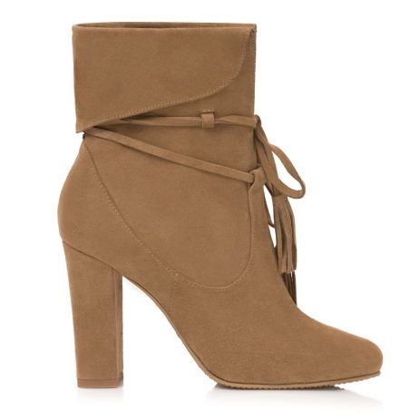 Botine Piele Intoarsa Bej Sara A5 - Orice Culoare