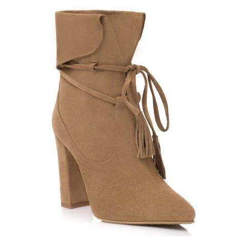 Botine Piele Intoarsa Bej Sara A5 - Orice Culoare - imagine 3