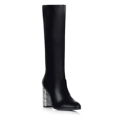 Cizme Piele Elegante Toc Glitter S4- orice culoare - imagine 2