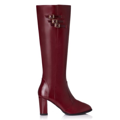 Cizme Piele NEGRU  Catarame Evelin T1 - pe stoc - imagine 3