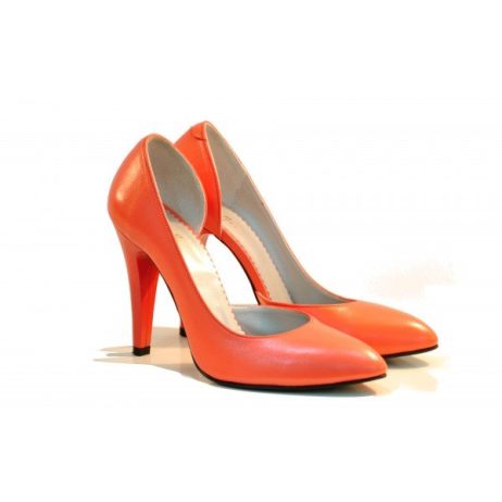 Pantofi dama piele naturala Elegant  Corai, pe stoc