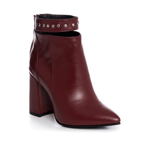 Botine Piele Bordo Cu Bareta Emily L11 - Orice Culoare - imagine 2