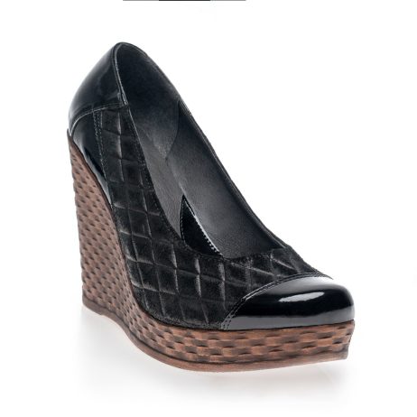 Pantofi piele cu platforma Eva Negru V1 - pe stoc - imagine 2
