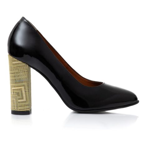Pantofi Eleganti Toc Gros Lac Negru Melisa T31 - Orice Culoare - imagine 5