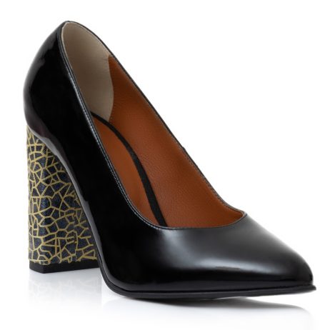 Pantofi Eleganti Toc Gros Lac Negru Melisa T31 - Orice Culoare - imagine 3