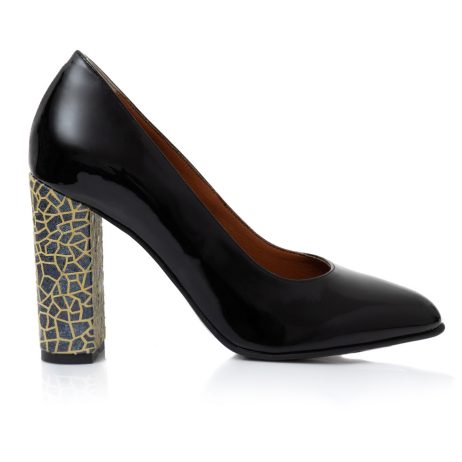 Pantofi Eleganti Toc Gros Lac Negru Melisa T31 - Orice Culoare - imagine 2