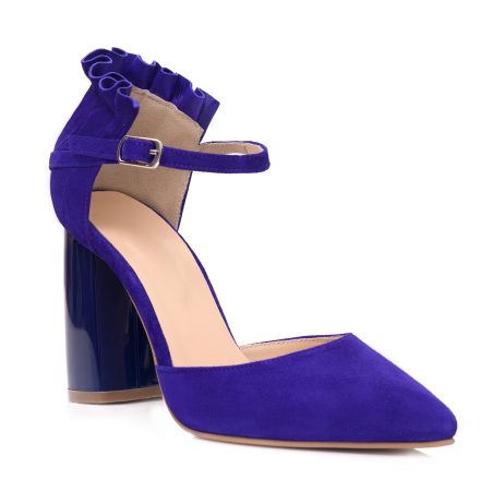 Pantofi Piele Intoarsa Albastru Royal Elissa C55 - orice culoare - imagine 2