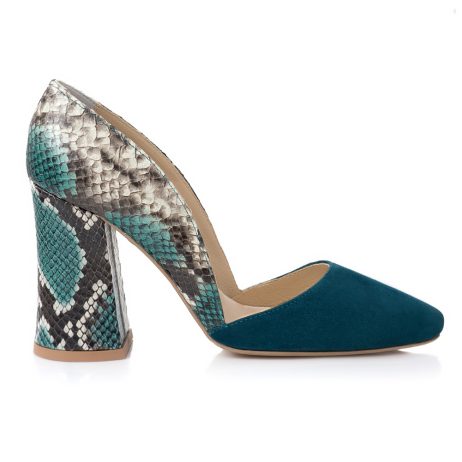 Pantofi Piele Turcoaz Imprimeu Sarpe A3 - orice culoare