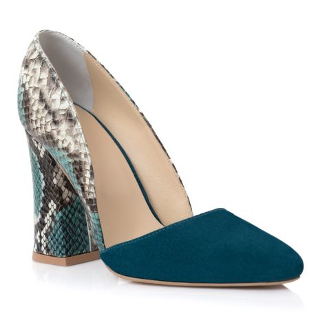 Pantofi Piele Turcoaz Imprimeu Sarpe A3 - orice culoare - imagine 3