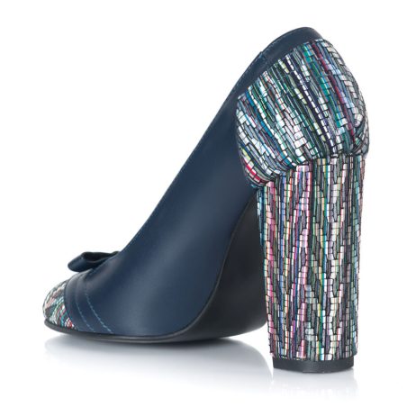 Pantofi Piele ALBASTRU ELECTRIC SI MULTICOLOR  Aria Fundita V50 - PE STOC - imagine 4