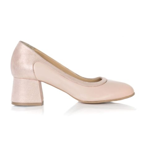 Pantof Piele Nude Toc Mic Evazat T32- orice culoare - imagine 3