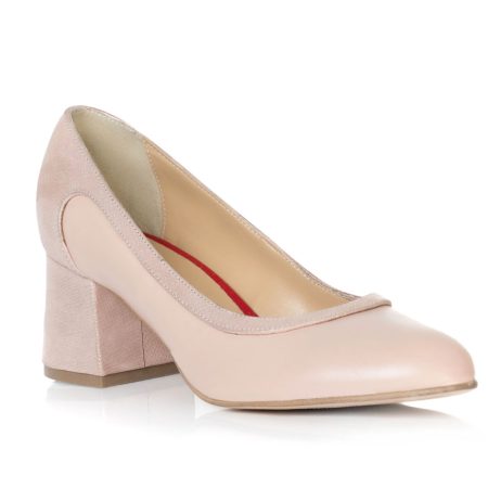 Pantof Piele Nude Toc Mic Evazat T32- pe stoc