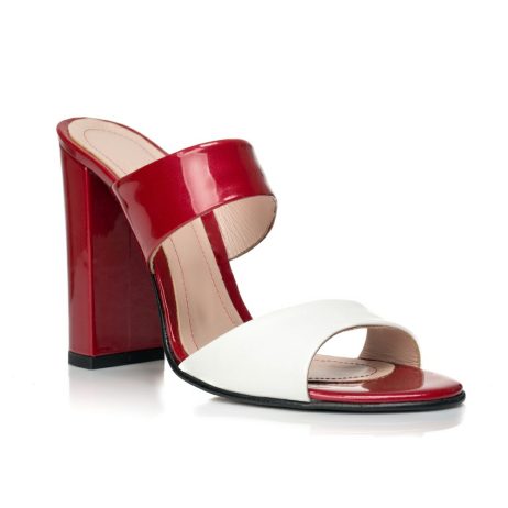 Saboti dama piele Eleganti LAC ALB/FUCSHIA F10 - imagine 2