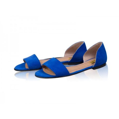 Sandale dama talpa joasa Chic - Piele naturala Albastru Electric - pe stoc