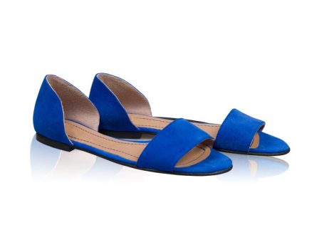 Sandale dama talpa joasa Chic - Piele naturala Albastru Electric - imagine 3