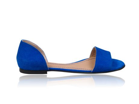 Sandale dama talpa joasa Chic - Piele naturala Albastru Electric