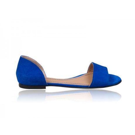 Sandale dama talpa joasa Chic - Piele naturala Albastru Electric - pe stoc - imagine 2