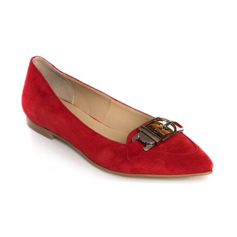 Balerini Piele Intoarsa Rosu Catarama E2 - Orice culoare - imagine 3
