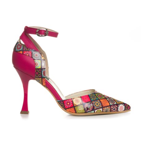 Pantofi Piele Ciclam Imprimeu Color C47- orice culoare - imagine 4