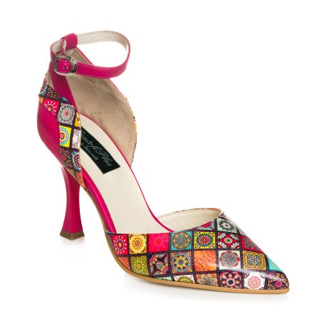 Pantofi Piele Ciclam Imprimeu Color C47- orice culoare - imagine 6