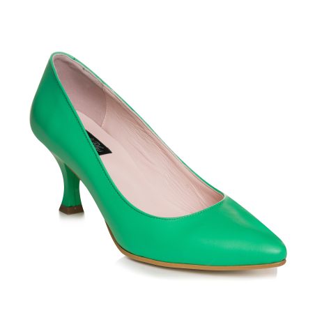 Pantofi Piele Verde Toc Mic Evazat C57 - Orice Culoare - orice culoare - imagine 5