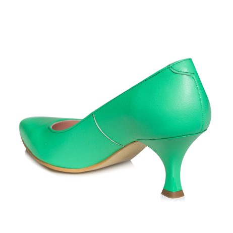 Pantofi Piele Verde Toc Mic Evazat C57 - Orice Culoare - orice culoare - imagine 6