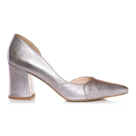 Pantofi Piele Argintiu Stylish Comod  E9 - orice culoare