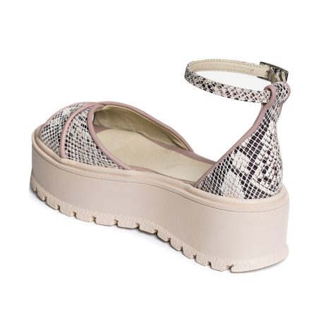 Sandale Cu Platforma Piele Imprimeu Sarpe V8   - Orice Culoare - imagine 2