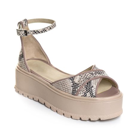 Sandale Cu Platforma Piele Imprimeu Sarpe V8   - Orice Culoare - imagine 3